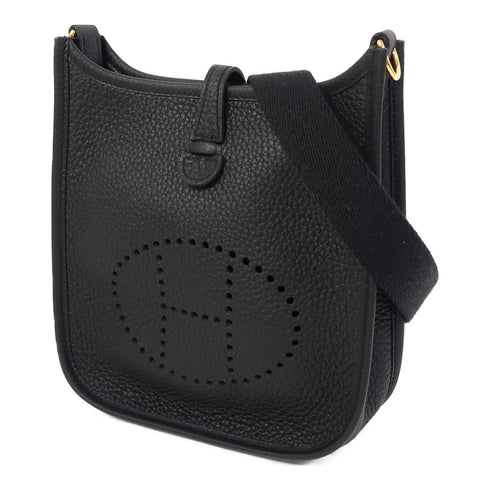 HERMES GHW Evelyne TPM Shoulder Bag Taurillon Clemence Black