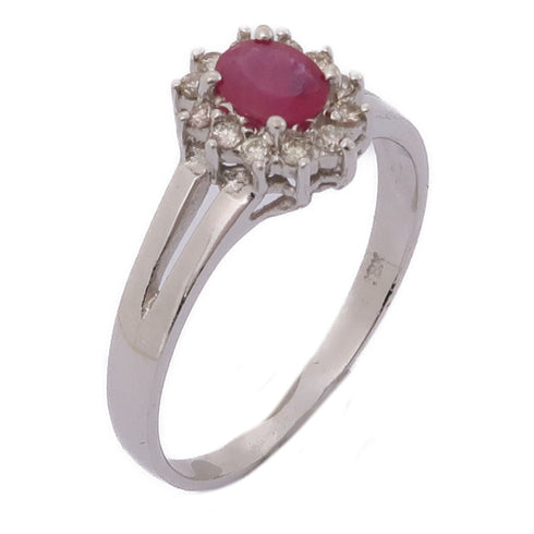 JEWELRY Ruby Diamond Ring 18K White Gold US#6.75