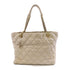 CHANEL Quilted CC GHW Chain Shoulder Tote Bag Calfskin Leather Beige
