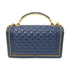 CHANEL Quilted CC GHW Boy 25 2way Chain Shoulder Bag Lambskin Leather Blue