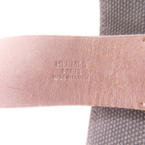 HERMES PHW Etriviere Shopping Tote Shoulder Bag 062304CK Canvas Black Brown