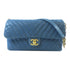 CHANEL Herringbone CC GHW Shoulder Bag Chain Shoulder Bag Calfskin Leather Blue