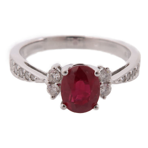 JEWELRY Ruby Diamond Ring 18K White Gold US#6.25