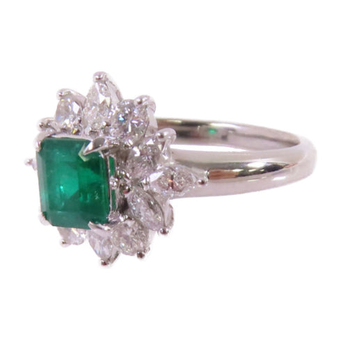 FINE JEWELRY 0.99ct Emerald 0.85ct Diamond Ring US#6.75 PT900 Platinum