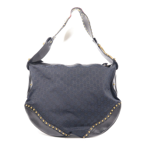 GUCCI GG GHW Shoulder Bag 144008 Canvas Black