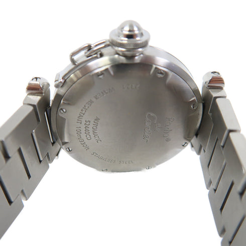 CARTIER Pasha C 35mm Quartz Watch 2324 Stainless Steel Black