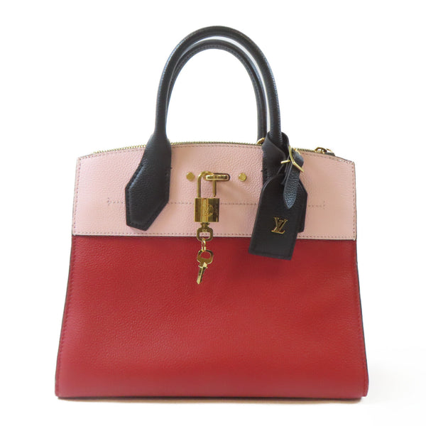 LOUIS VUITTON LV GHW City Steamer PM Handbag M53321 Leather Red Pink Black