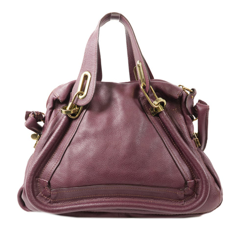 Chloe GHW Paraty Rock Bag 2 Way Shoulder Bag Handbag Calfskin Leather Purple