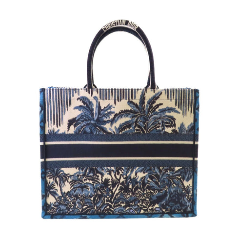 Christian Dior CD Book Tote Bag Handbag Canvas Blue White