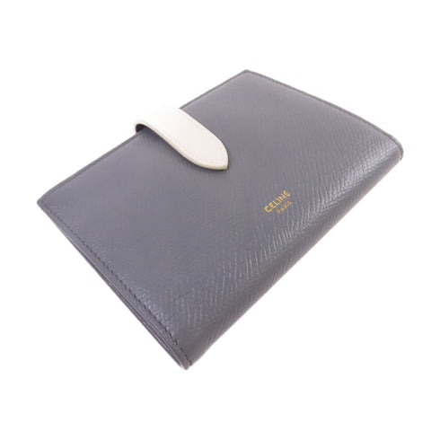 CELINE GHW Wallet Calfskin Leather Grey White