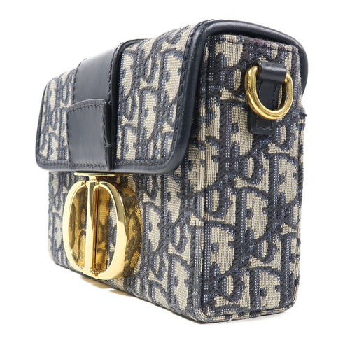 Christiran Dior CD GHW Montaigne 30 Shoulder Bag Canvas Navy/Beige