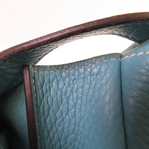 HERMES PHW Halzan 31 Handbag Shoulder Bag Clemence Leather Bleu Jean Blue