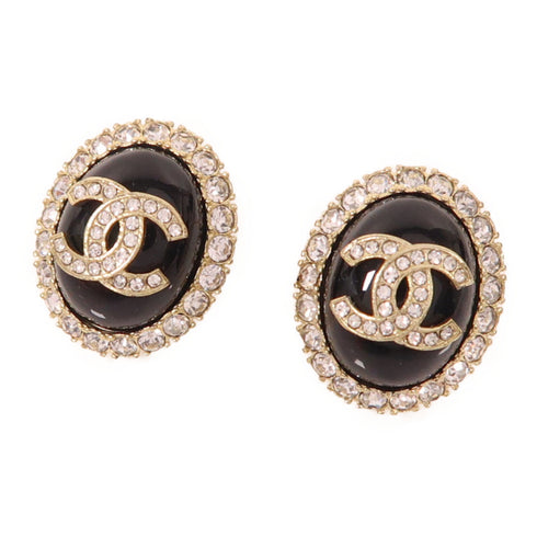 CHANEL CC Earrings Metal Black