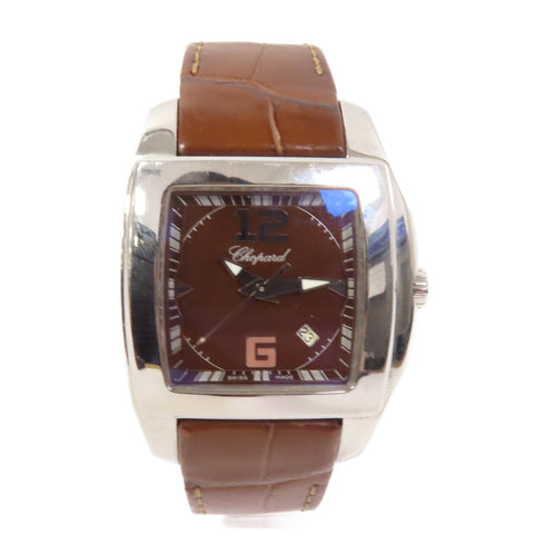 Chopard Two O Ten Quartz Watch 8464 Leather/Stainless Steel Brown