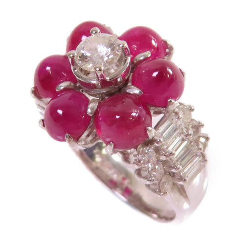 Fine Jewelry Ruby Diamond Ring US #6.5 18K White Gold