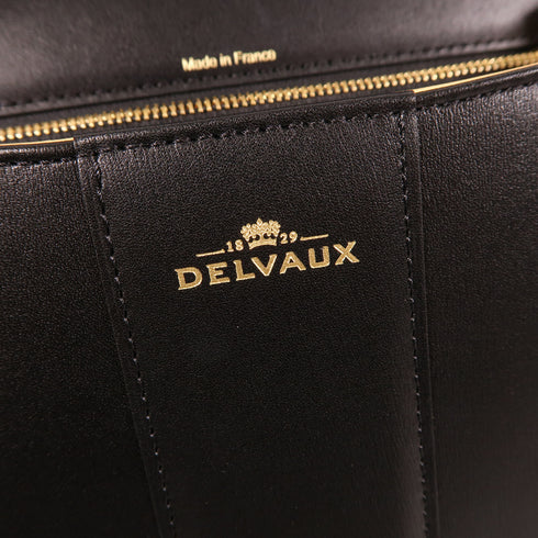 Delvaux GHW Brillant MM 2 Way Shoulder Bag Calfskin Leather Black