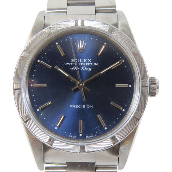 ROLEX Air King 34mm Automatic Watch 14010 Stainless Steel Blue