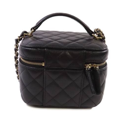 CHANEL Quilted GHW CC Vanity Case Shoulder Bag Caviar Leather AS317Y33352 Black