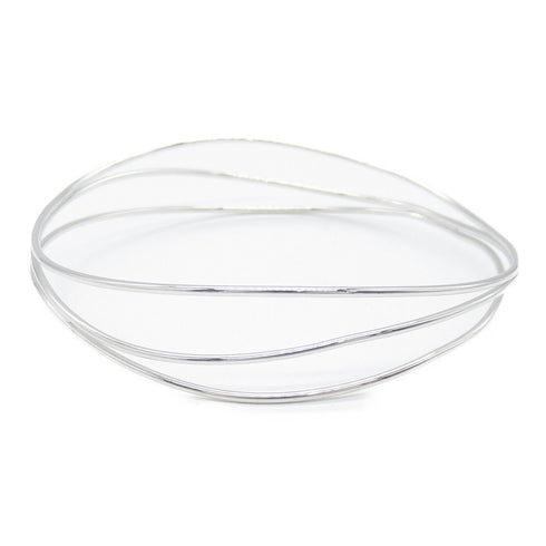 TIFFANY&CO Wave 3 Row Bangle 18K White Gold Silver 11.7g