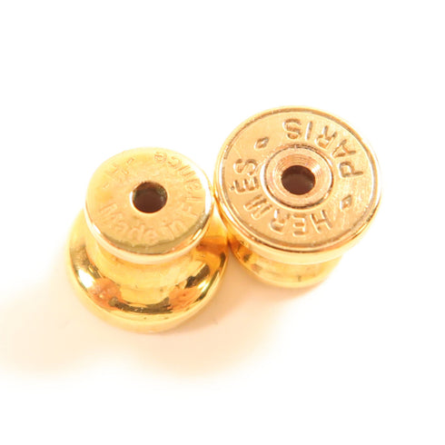 HERMES Loop Earrings Metal Gold/Navy