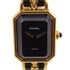 CHANEL GHW Premiere L Quartz Watch SS Leather Gold Plated H0001 Black