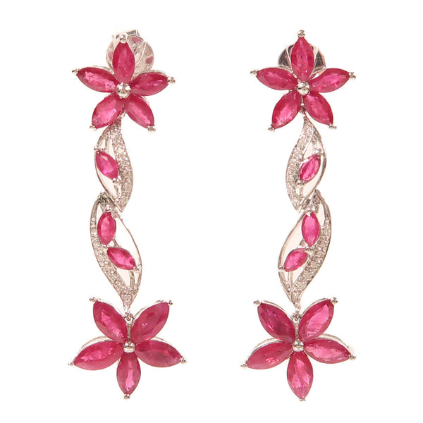 JEWELRY Ruby Diamond Earrings 18K White Gold v1