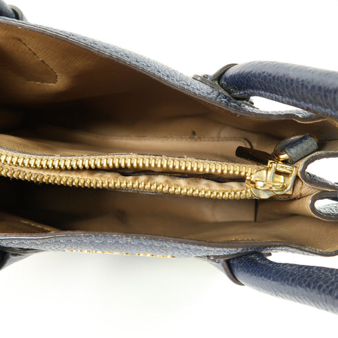 Michael Kors GHW 2 Way Shoulder Handbag Calfskin Leather Navy