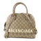 GUCCI GG GHW Gucci x Balenciaga Shoulder Bag 681699 PVC Coated Canvas Brown