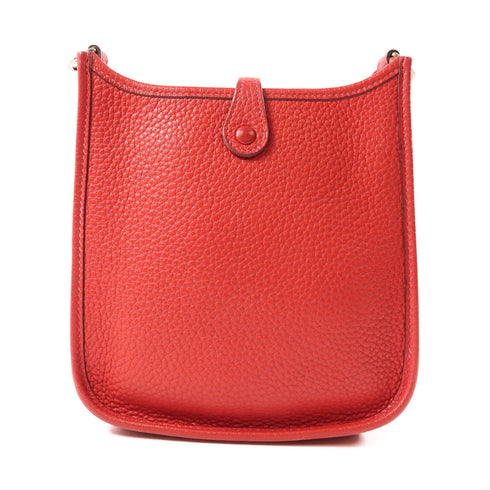 HERMES PHW Evelyne TPM Shoulder Bag Clemence Leather Rose De Coeur/Red