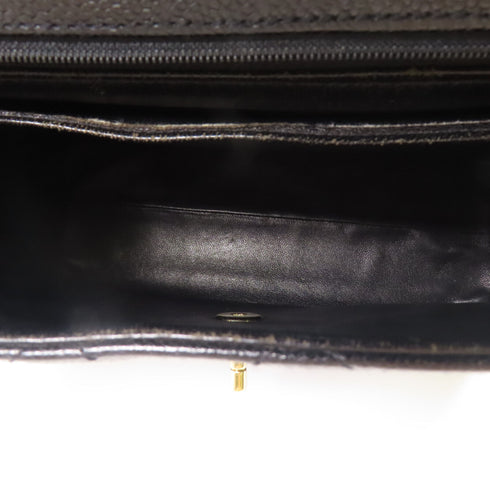 CHANEL CC GHW Vintage Top Handle Bag Handbag Calfskin Leather Black