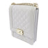 CHANEL Quilted CC GHW Boy Chanel Chain Shoulder Bag Caviar Leather Grey