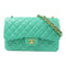 CHANEL CC GHW Large Classic Chain Shoulder Bag Lambskin Leather Green