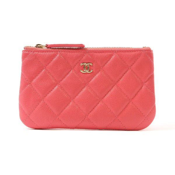 CHANEL CC GHW Mini Pouch Calfskin Leather Pink