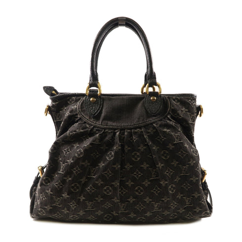 LOUIS VUITTON LV GHW Neo Cabby MM Shoulder Handbag M95351 Monogram Denim Black