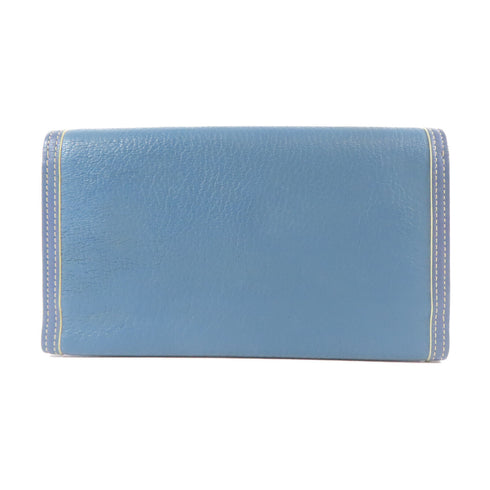 LOUIS VUITTON LV GHW Long Trifold Wallet M91837 Leather Blue