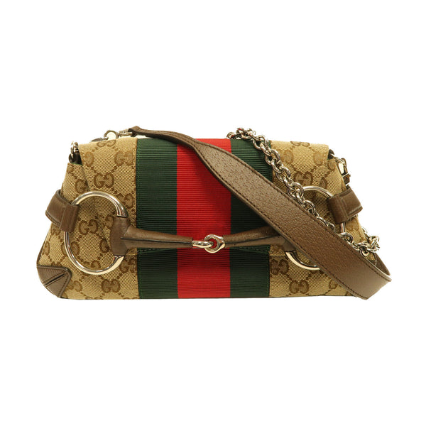GUCCI SHW Horsebit Shoulder Bag 764339 Canvas Brown