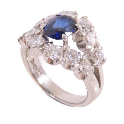 FINE JEWELRY 1.79ct Sapphire 2.50ct Diamond Ring PT900 Platinum US#7.5