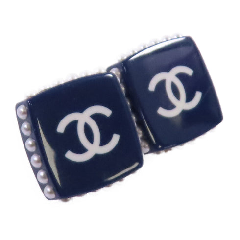 CHANEL CC Earrings 15/P PVC Blue White