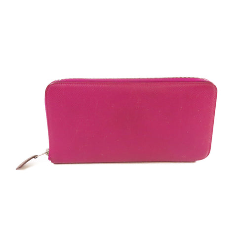 HERMES PHW Azap Silk'In Zipper Long Wallet Epsom Leather L3 Rose Pourpre