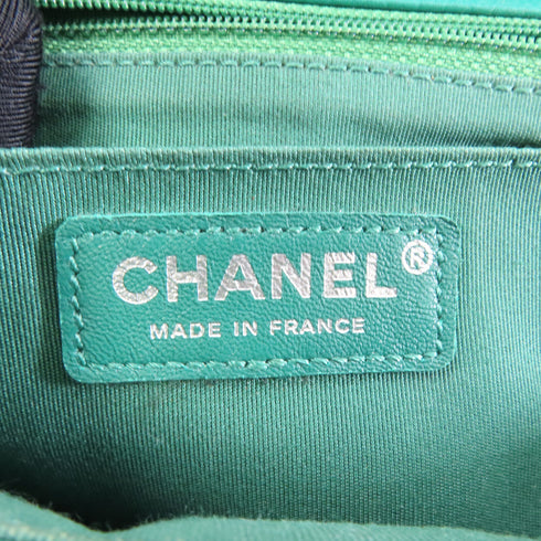 CHANEL Herringbone CC SHW Chain Shoulder Bag A91561 Calfskin Leather Green