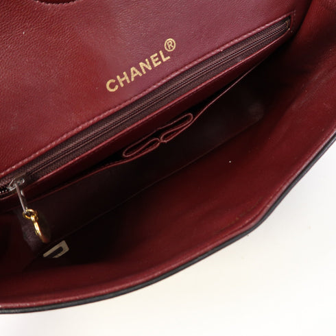 CHANEL Quilted CC GHW Chain Shoulder Bag Lambskin Leather Black v1