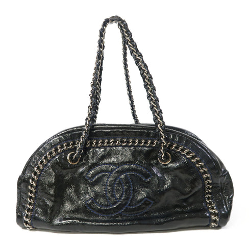 CHANEL CC SHW Chain Shoulder Bag Enamel Black