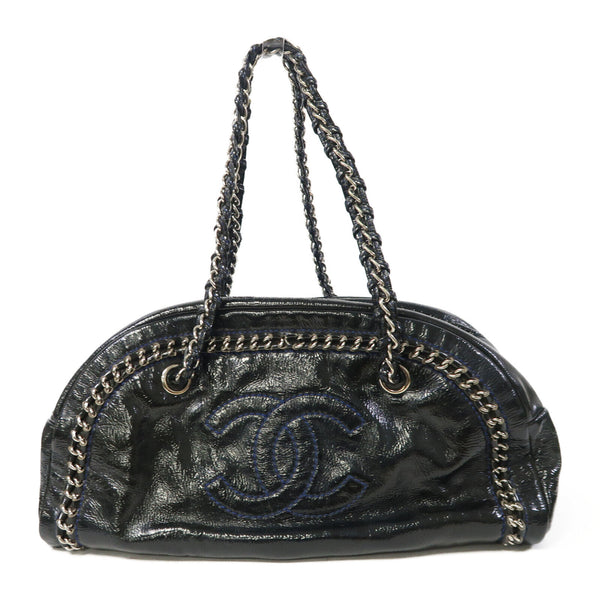 CHANEL CC SHW Chain Shoulder Bag Enamel Black