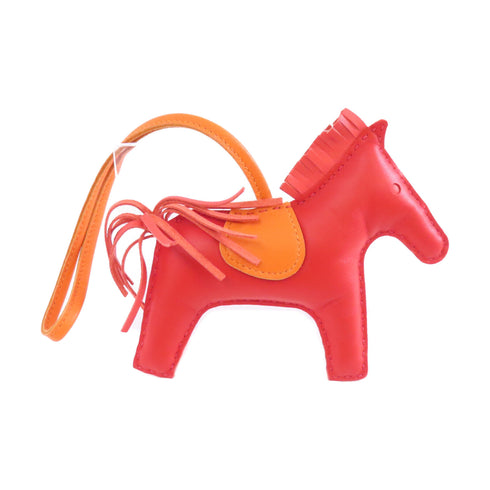 HERMES Rodeo MM Charm Swift Leather Red Orange