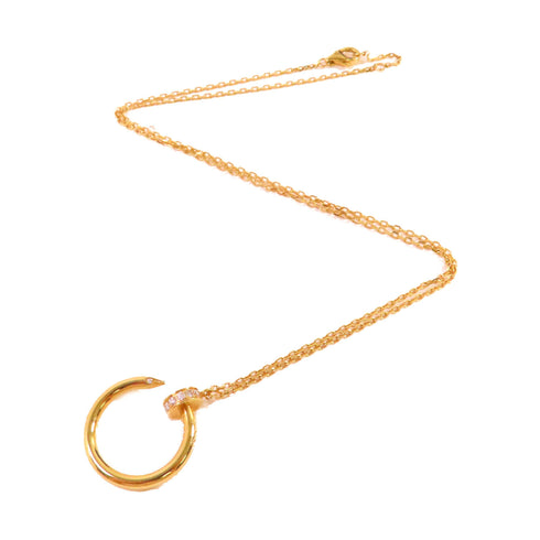 CARTIER Diamond Juste Un Clou Necklace 18K Yellow Gold