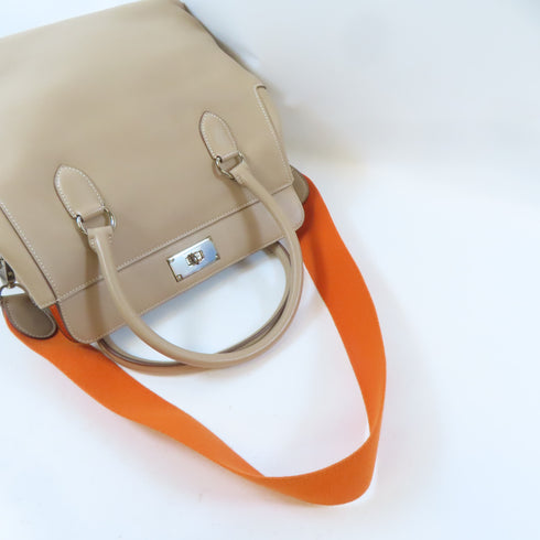 HERMES PHW Tool Box 26 Shoulder Bag Swift Leather Brown