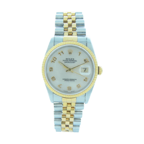 ROLEX Datejust 36 (Dial Oxidised) Automatic Watch 16233 Stainless Steel Beige