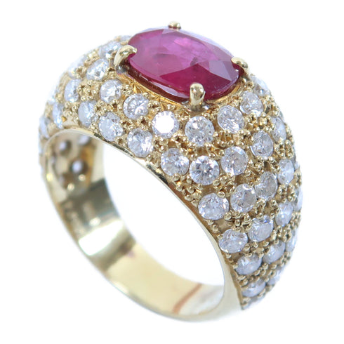 Fine Jewelry 2.864ct Ruby 2.08ct Diamond Ring US#8.25 10.6g 18K Yellow Gold