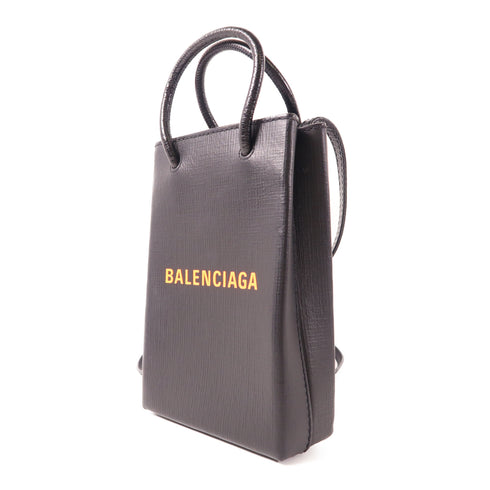 BALENCIAGA SHW 2 Way Shoulder Bag 593826 Calfskin Leather Black