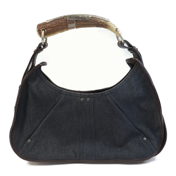 YVES SAINT LAURENT YSL SHW Shoulder Bag Denim Navy Blue